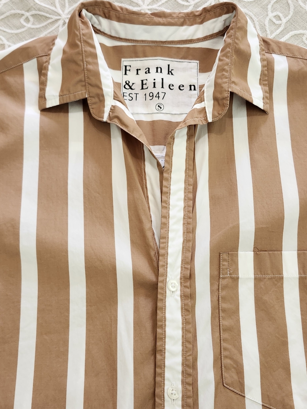 Frank & Eileen Joedy Stripe Boyfriend Button Up Shirt 100% Cotton Small - Picture 7 of 13